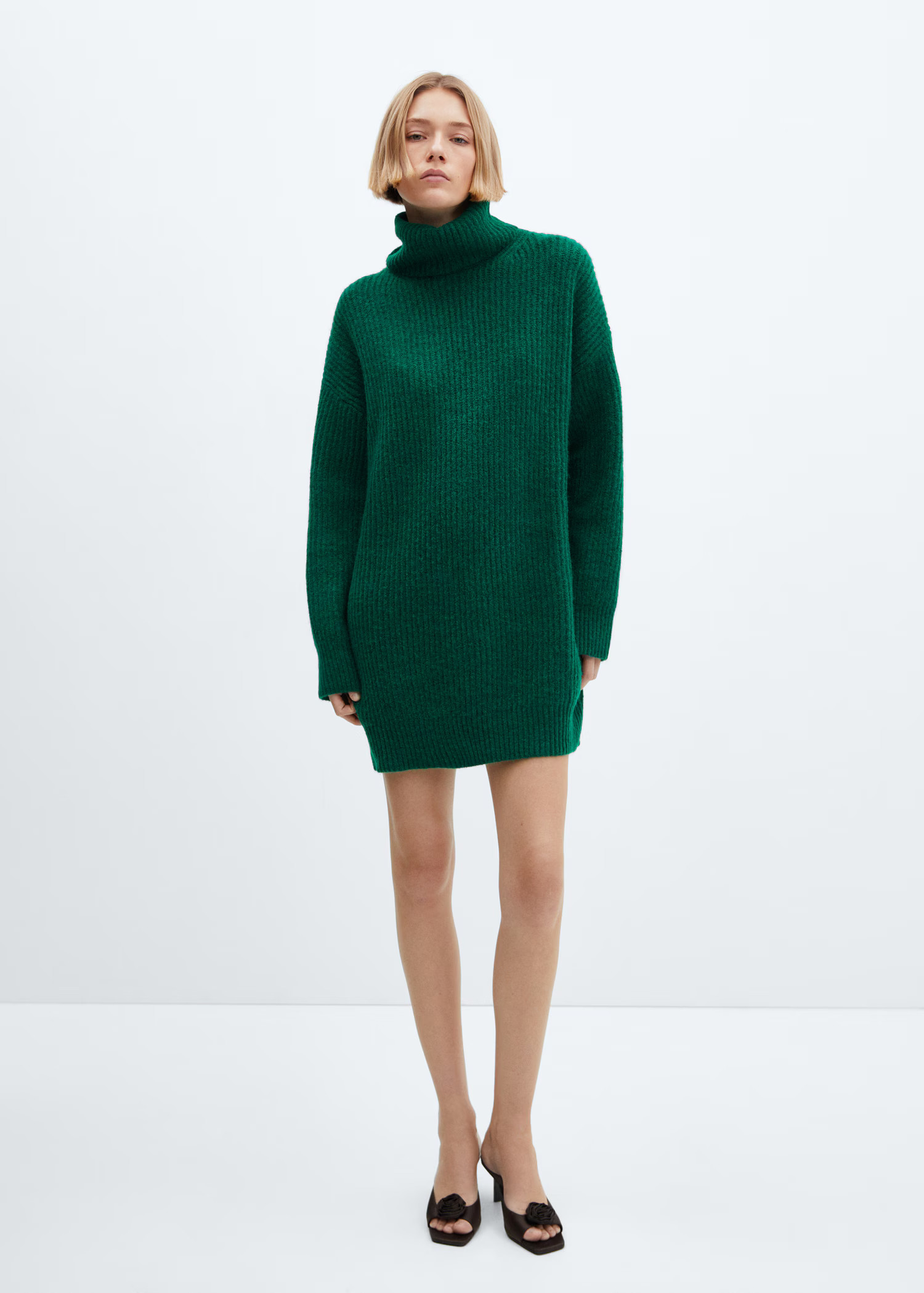 Ribbed turtleneck dress  - Woman | MANGO USA | MANGO (US)