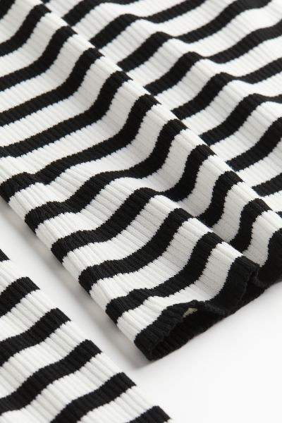 Rib-knit Off-the-shoulder Top - White/black striped - Ladies | H&M US | H&M (US + CA)