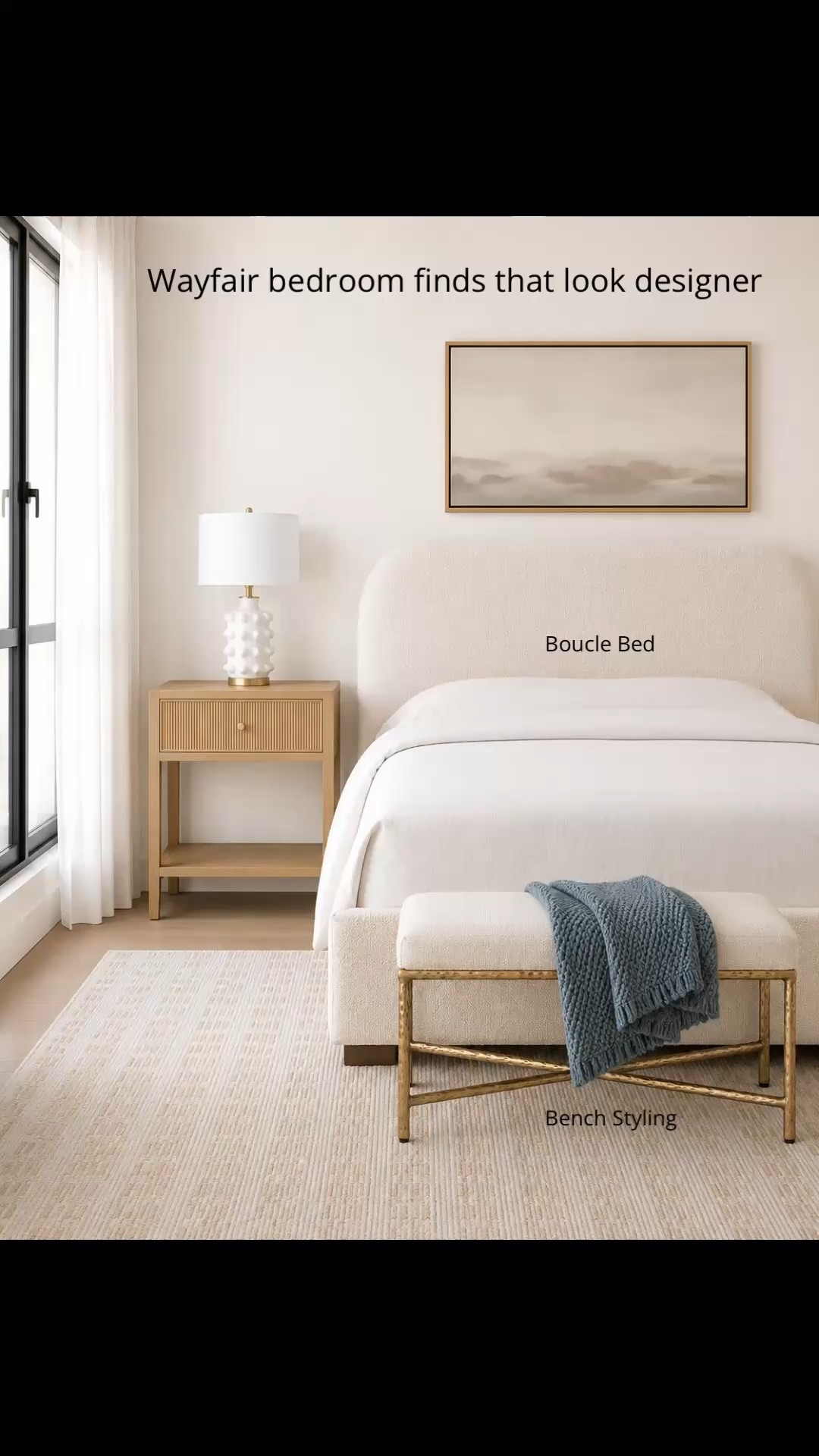 Memorial Day Sale. Neutral bedroom decor ideas that look designer without the designer price 🤍 These Wayfair bedroom finds are perfect if you love organic modern style—bouclé bed frames, textured neutral rugs, wood nightstands, and simple layered styling that makes your space feel calm and elevated. Fluted nightstand, look for less nightstand, blue nightstand, voice bed. Everything is from Wayfair and easy to mix into your current bedroom for a high-end look. 

Save for your next bedroom refresh. Follow me & tap the bell icon to subscribe on LTK for daily home decor, fashion & Amazon finds.

#LTKHome #LTKSaleAlert