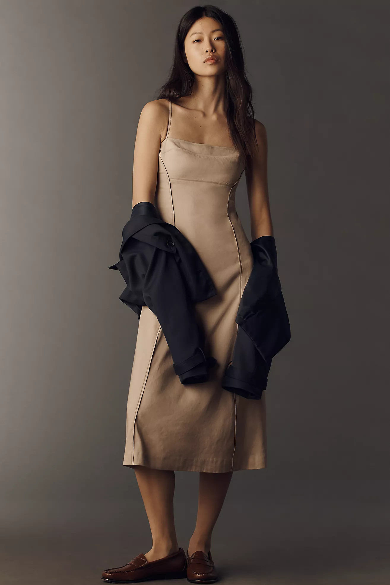 Maeve Linen Colorblock Midi Dress | Anthropologie (US)