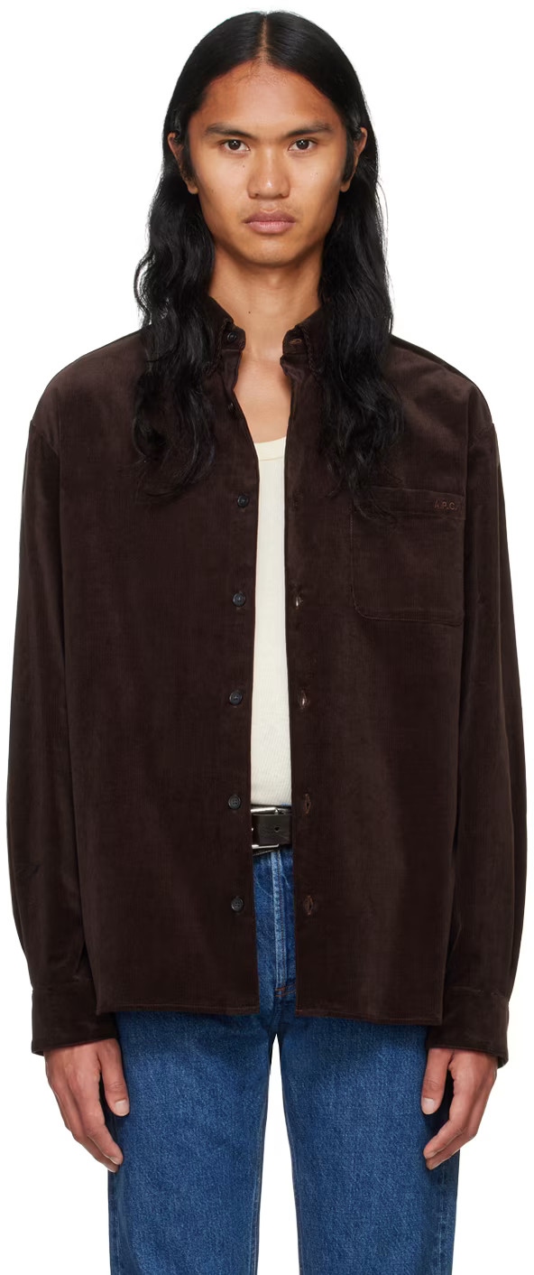 A.P.C.
                     
                    Brown Mateo Shirt | SSENSE