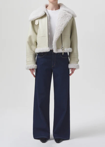 Shoreditch Ski Club x AGOLDE Lola Shearling Jacket in Natural White | AGOLDE