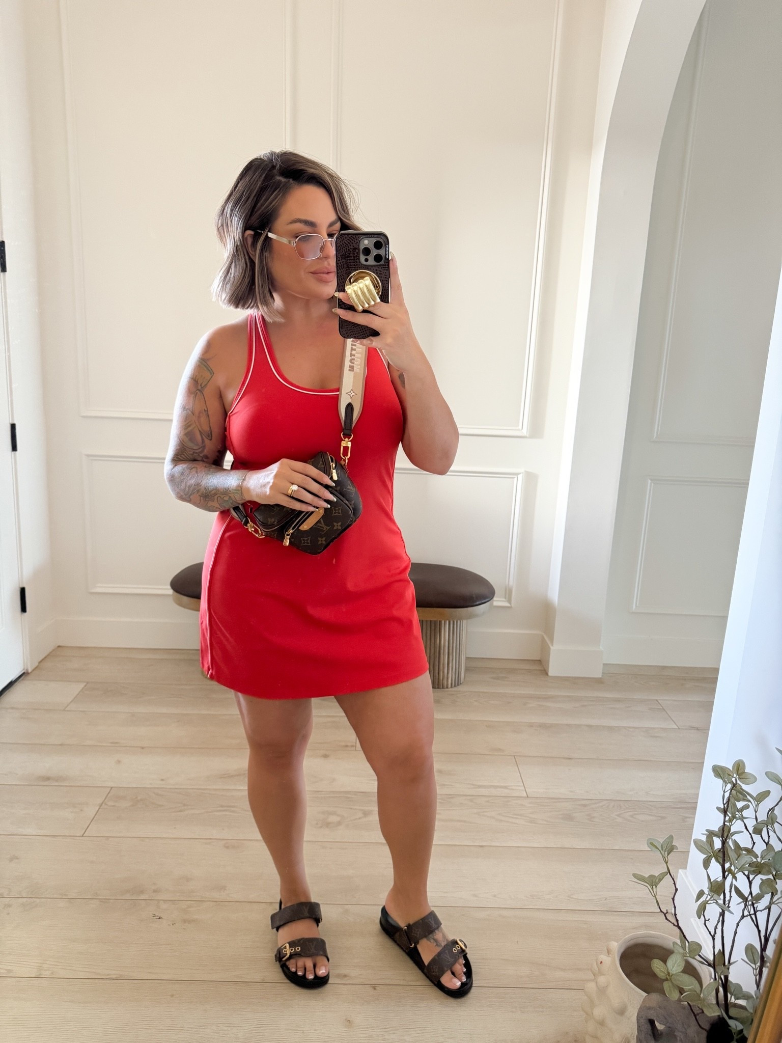 Dress size L giving major alo vibes with this one!  it has shorts that pull down in the back making it easy to use the restroom.

Can’t link bag or sandals here sorry. Bag is the mini bum bag from LV had to buy the strap separate. 

#walmart

#LTKootd #LTKActive