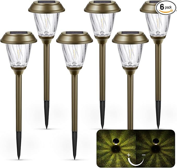 XMCOSY+ Outdoor Solar Lights Waterproof - 10-25 LM LED Auto On/Off Glass Solar Lights Outside Yar... | Amazon (US)