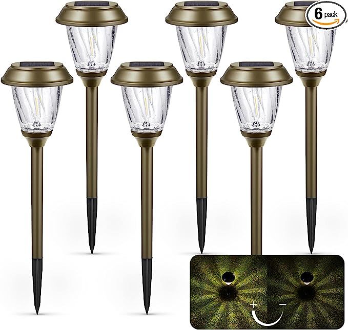 XMCOSY+ Outdoor Solar Lights Waterproof - 10-25 LM LED Auto On/Off Glass Solar Lights Outside Yar... | Amazon (US)