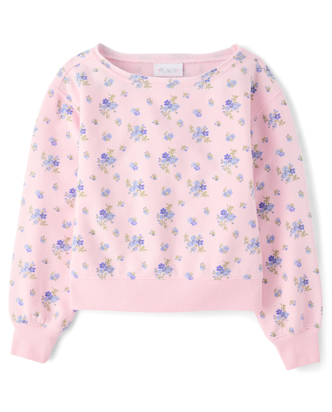 Girls Floral Off Shoulder Fleece Sweatshirt - pink | The Children's Place