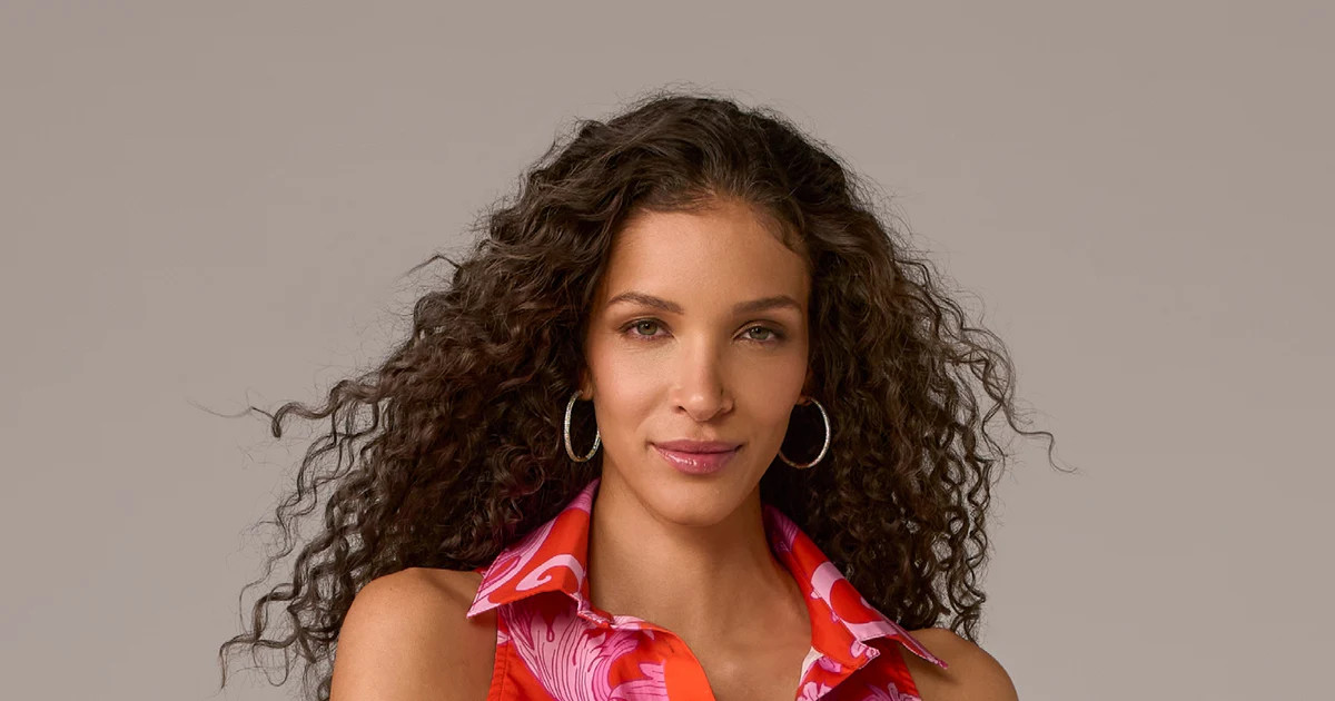 Printed Sleeveless Button Up Shirt - Sunset Fleurs | Boston Proper | Boston Proper