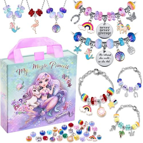 Charm Bracelet Making Kit & Unicorn/Mermaid Girl Toy- ideal Crafts for Ages 8-12 Girls who Inspire Imagination and Create Magic with Art Set and Jewelry Making Kit | Amazon (US)