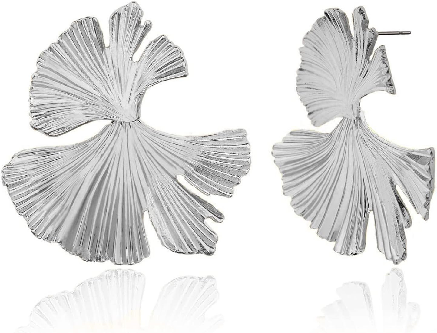 LOKLIFFAI Ginkgo Leaf Flower Earrings, Gold Geometric Statement Earring for Women Girls, 14K Gold Pl | Amazon (US)
