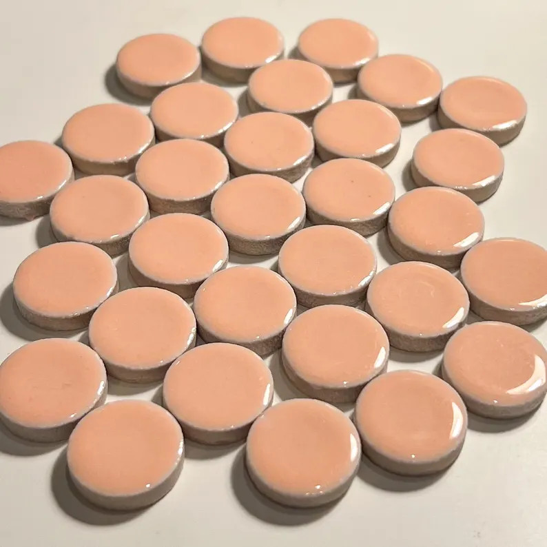 Peach Pink Penny Round Glazed Ceramic Mosaic Tile, 50g, Small DIY Craft Art Supplies, Light Shiny... | Etsy (US)