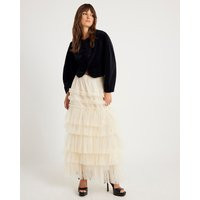 River Island Womens Cream Tulle Mesh Maxi Skirt | River Island UK & IE