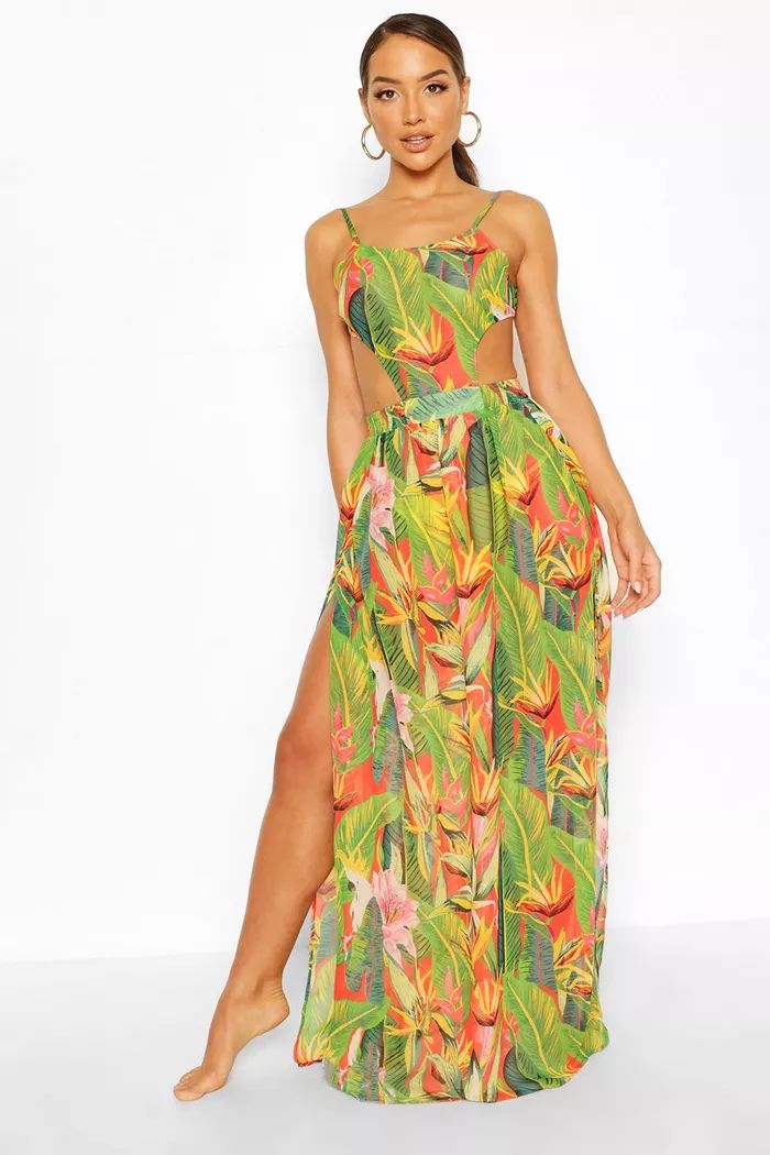 Tropicana Cut Out Maxi Beach Dress | Boohoo.com (US & CA)