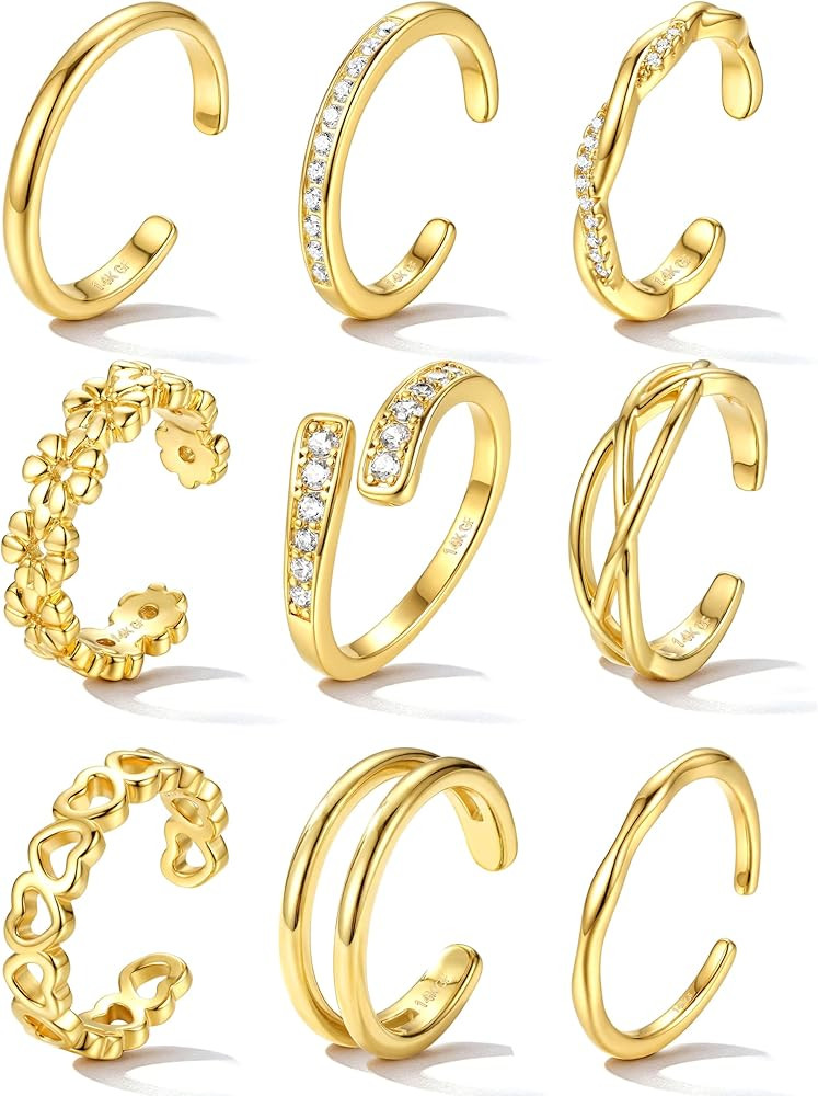 sailimue Gold Toe Rings for Women Non Tarnish- Adjustable 14K Gold Filled Toe Ring Silver Dainty ... | Amazon (US)