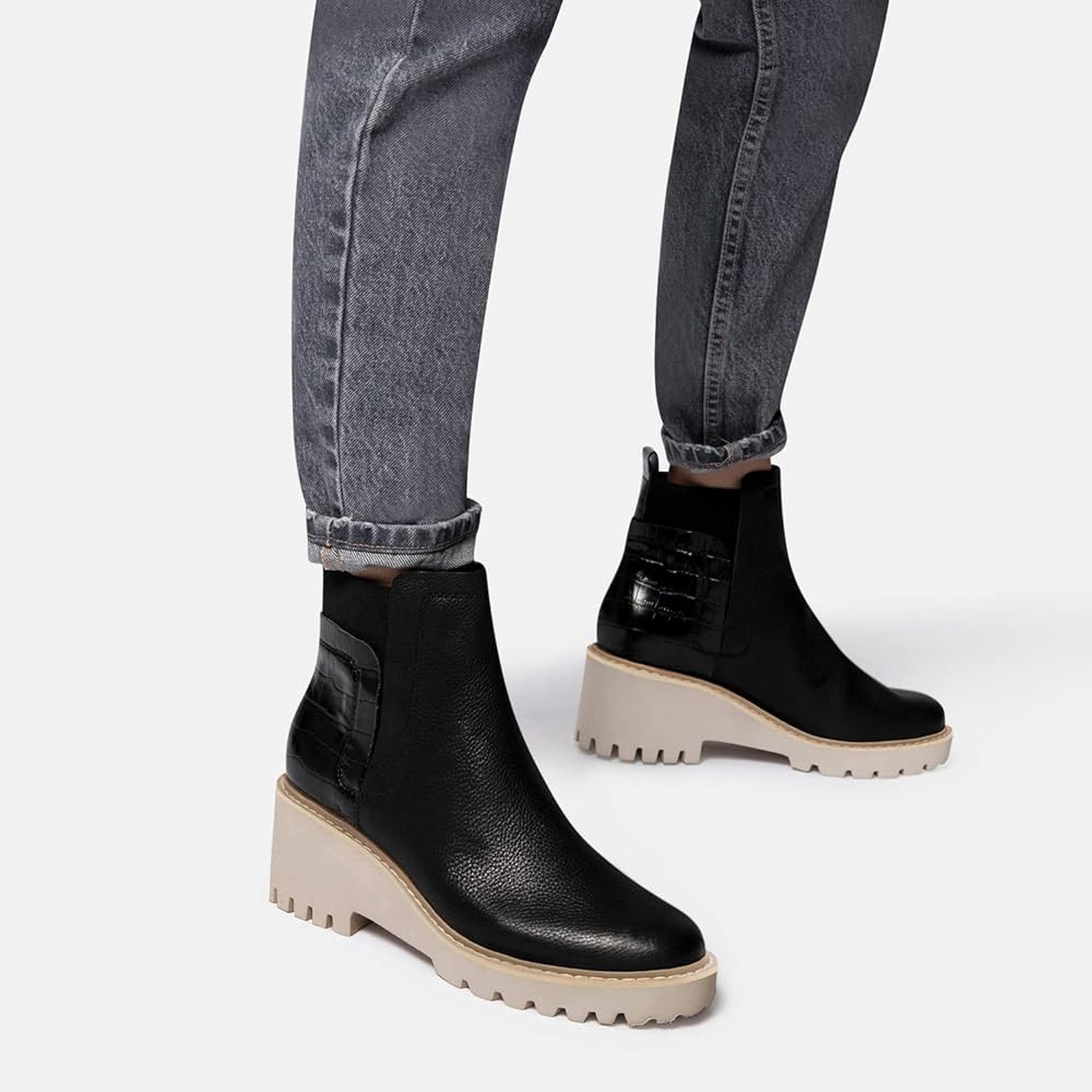 Trish Lucia Womens Platform Lug Sole Chelsea Boots Ankle High Chunky Block Heel Non-Slip Suede Leath | Amazon (US)