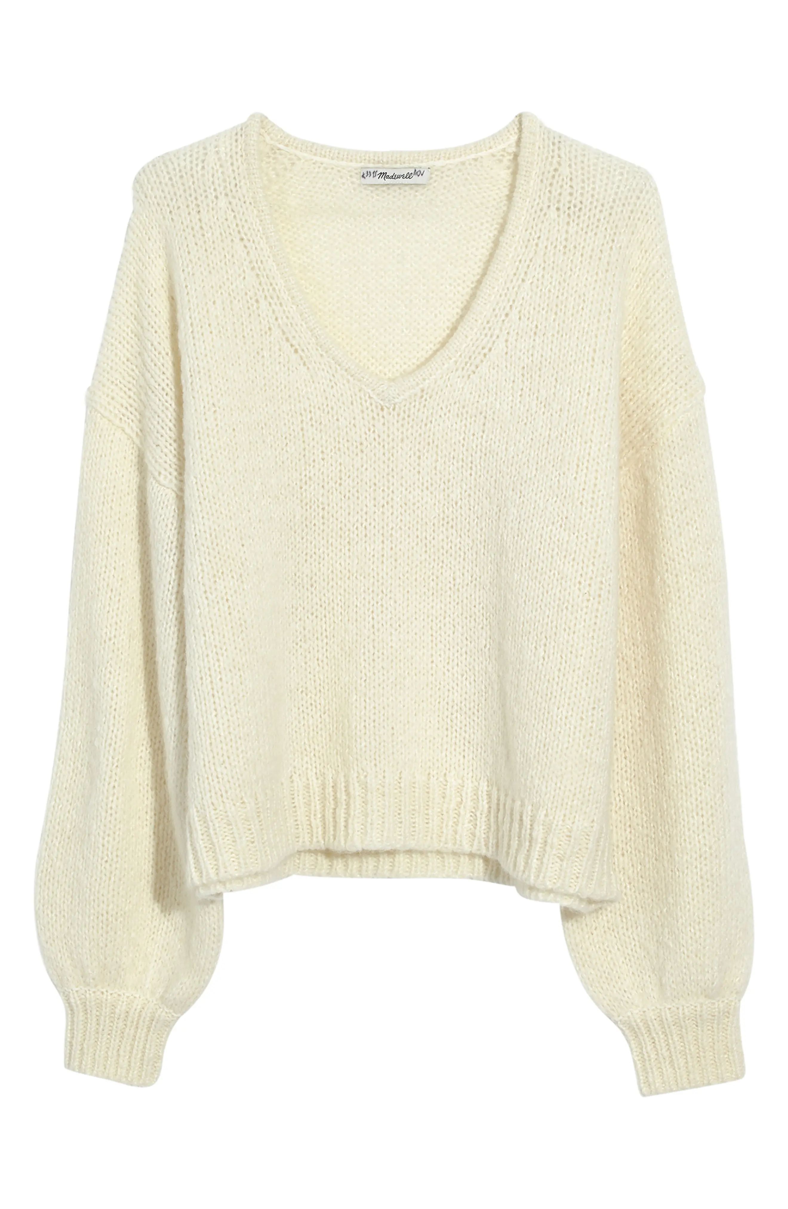 Women's Madewell Balloon Sleeve Pullover Sweater, Size X-Small - White | Nordstrom