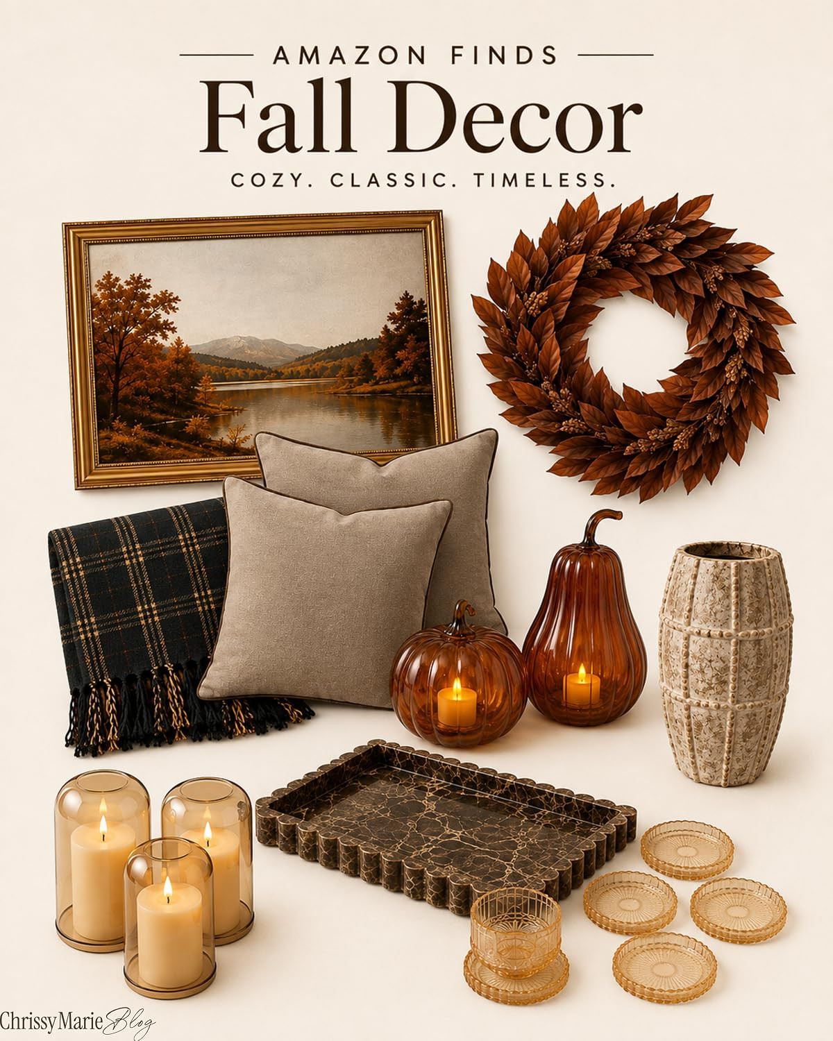 Cozy classic fall decor from Amazon for when you want the house to feel warm, layered, and pulled together without covering every surface in orange. Timeless pieces, soft textures, and just enough fall to make lighting a candle feel like a personality trait. 

 #LTKmomlife #LTKSeasonal #LTKHome