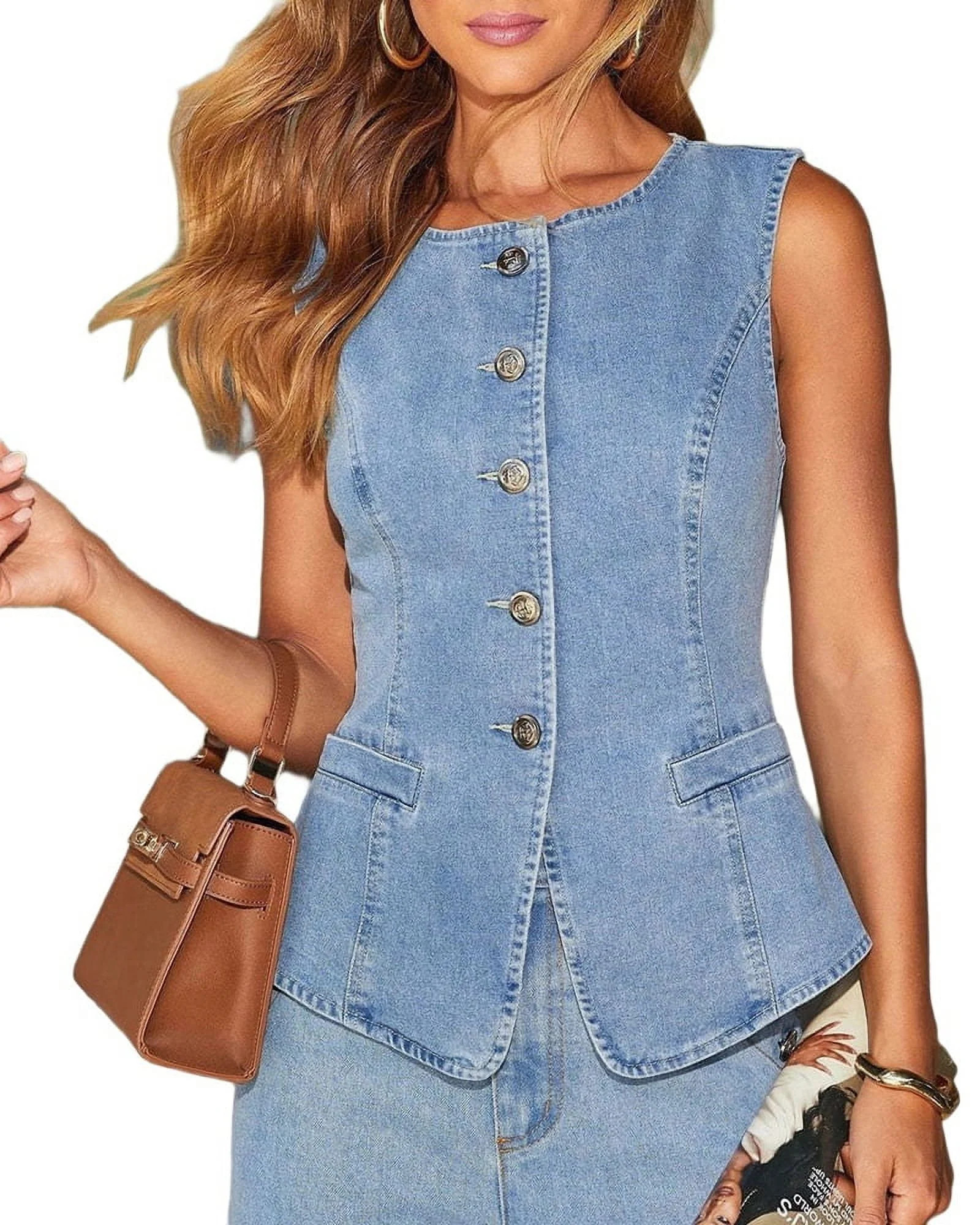 Women'S Denim Vest Blue Vest S | Walmart (US)