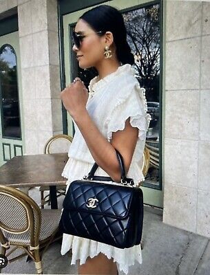 CHANEL QUILTED TRENDY CC SMALL FLAP BAG BLACK WITH GOLD 2021-2022 | eBay US
