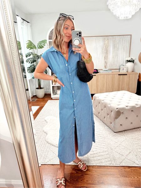 Abercrombie shirt dress 20% off with code: AFTIA💙 (size small)—I ordered XS too but it was pulling in the hips when I sat down!
•Sandals: Size 7.5 / 8/39 (color: 30)

Dresses, shirt dresses, Abercrombie 

#LTKfindsunder100 #LTKsalealert #LTKstyletip