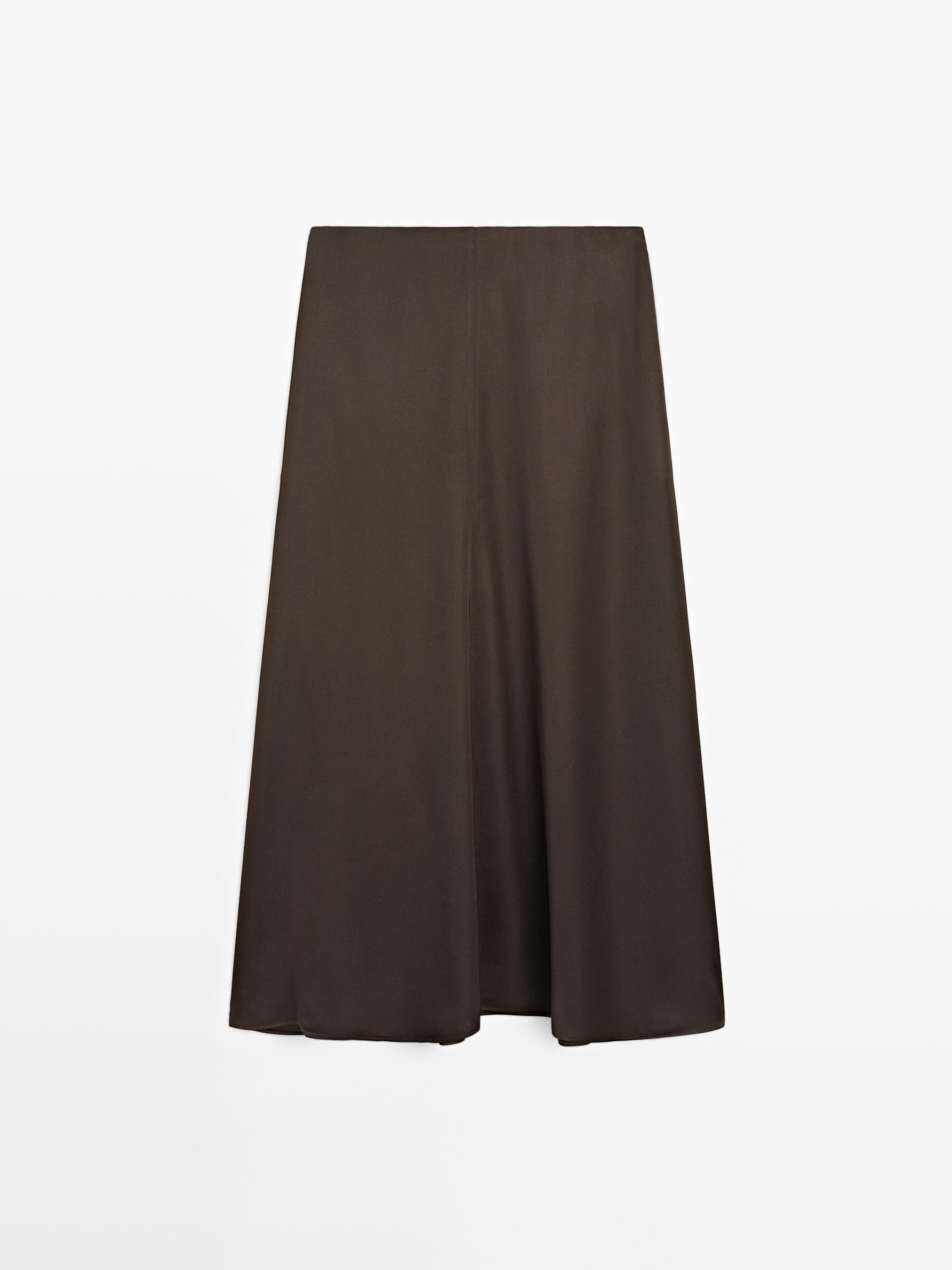 Jupe midi satinée avec poches | Massimo Dutti FR