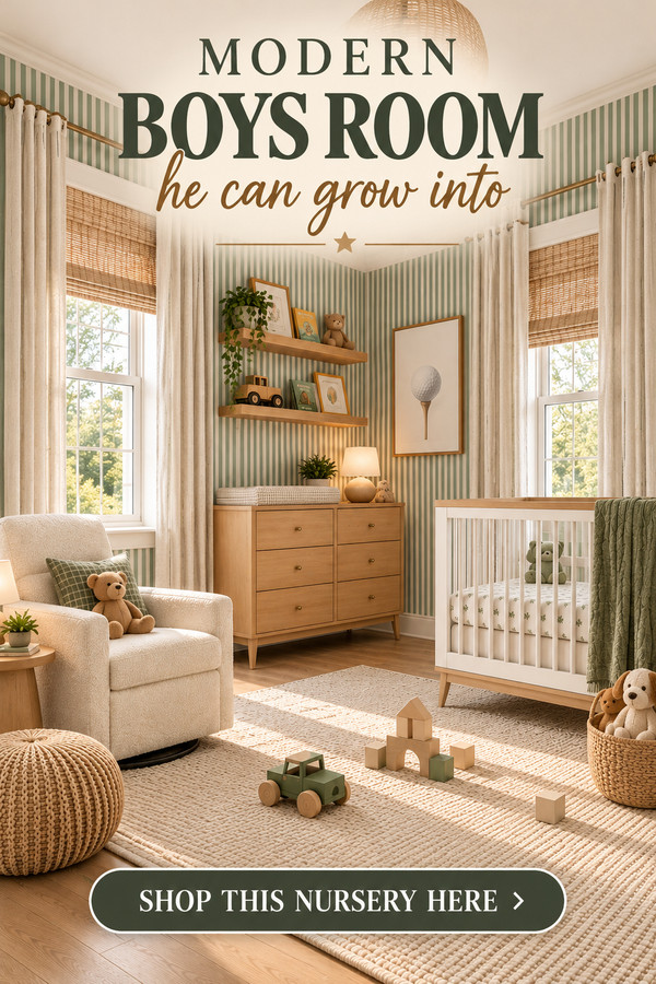 Create a modern boy nursery that's cozy, timeless, and designed to grow with him