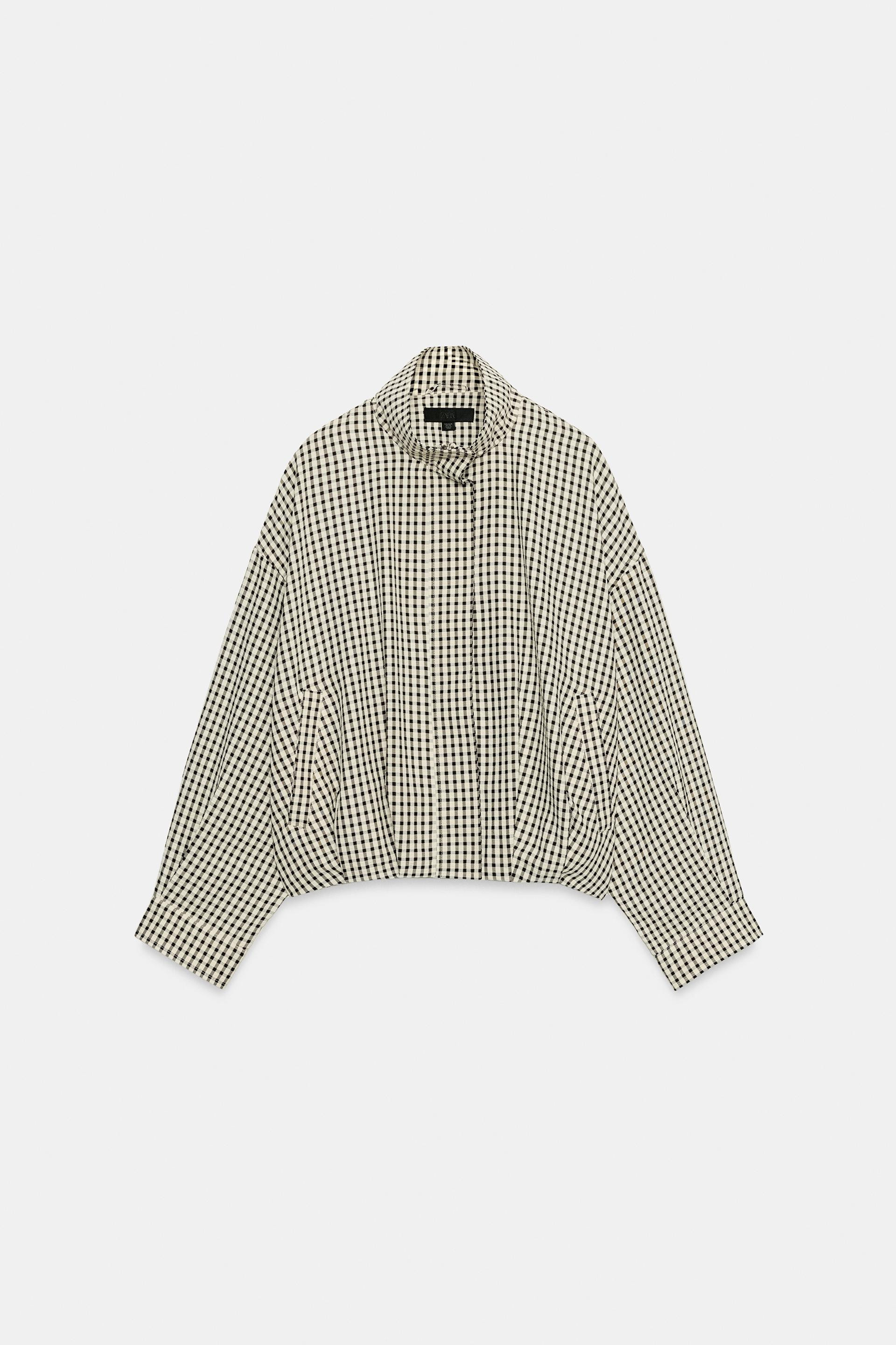 Zara - Plaid Bomber Jacket - Black / Ecru - S - Woman | Zara US