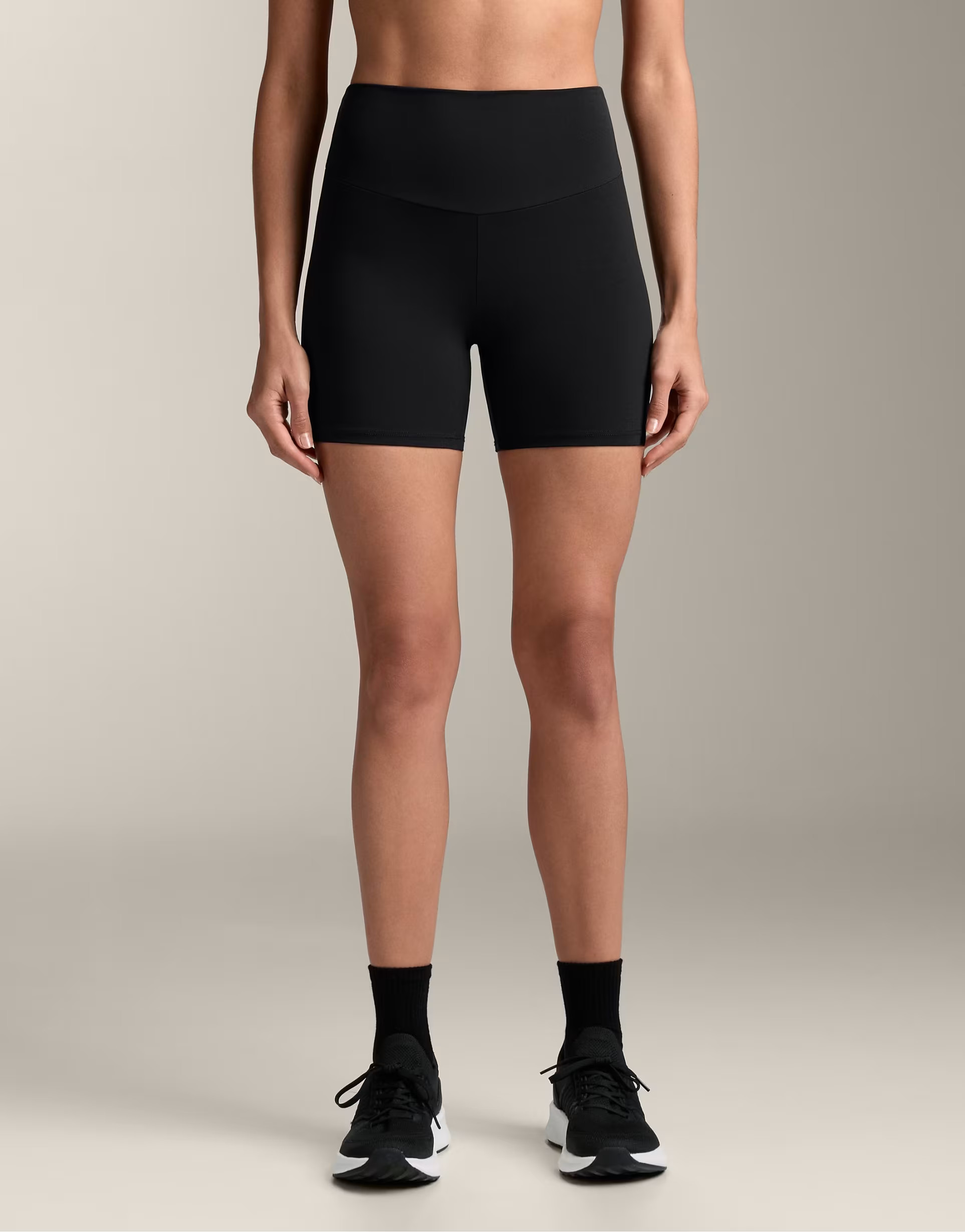 OYSHO comfortlux high rise 10cm hot pants in black | ASOS | ASOS (Global)