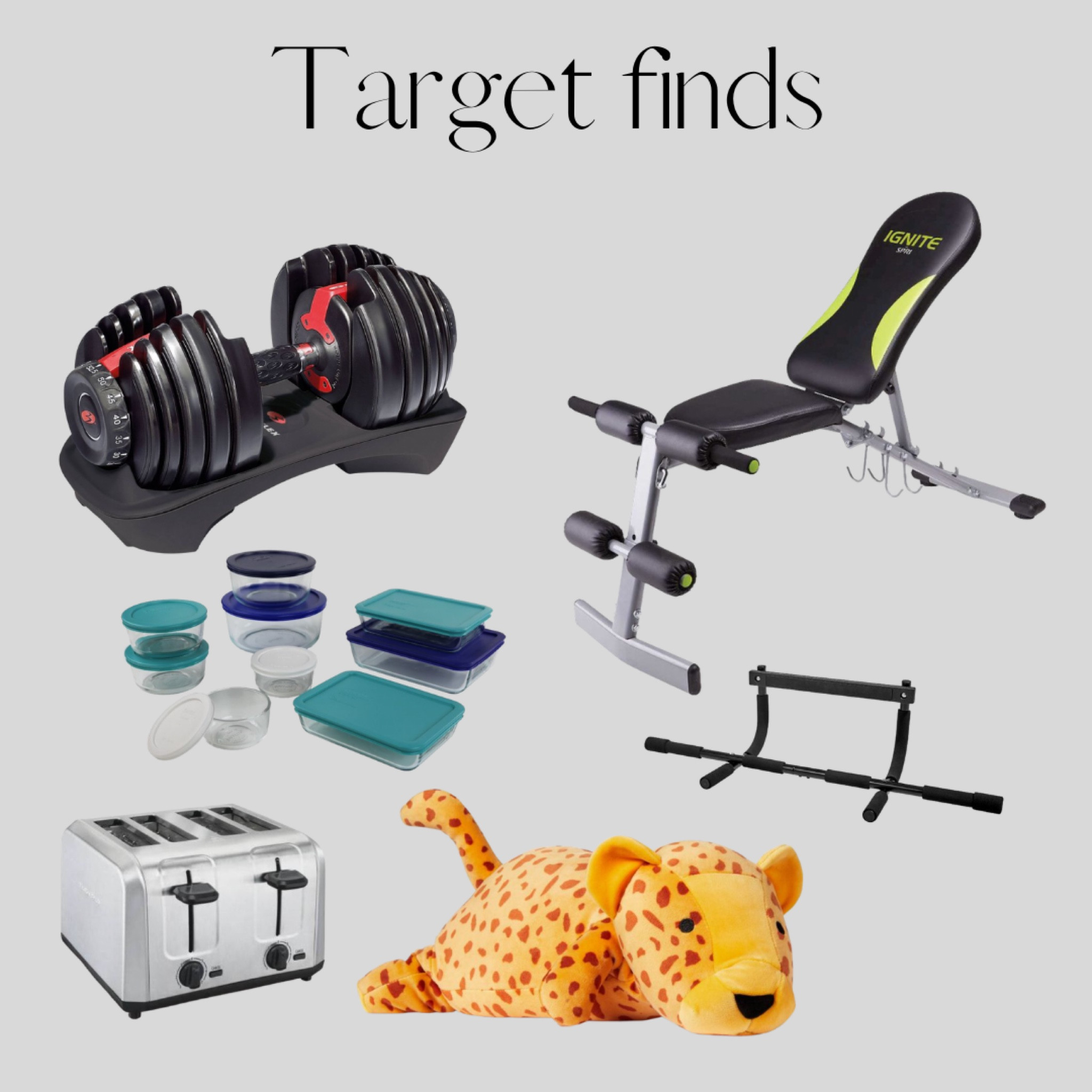 Links from todays shopping trip! We’re working on our home gym and homesteading . #homegym #homeworkouts #targetfinds #target #targettakesmypaycheck #toaster #anxiety #weightedstuffedanimal #workoutbench #weights

#LTKfit #LTKhome #LTKFind