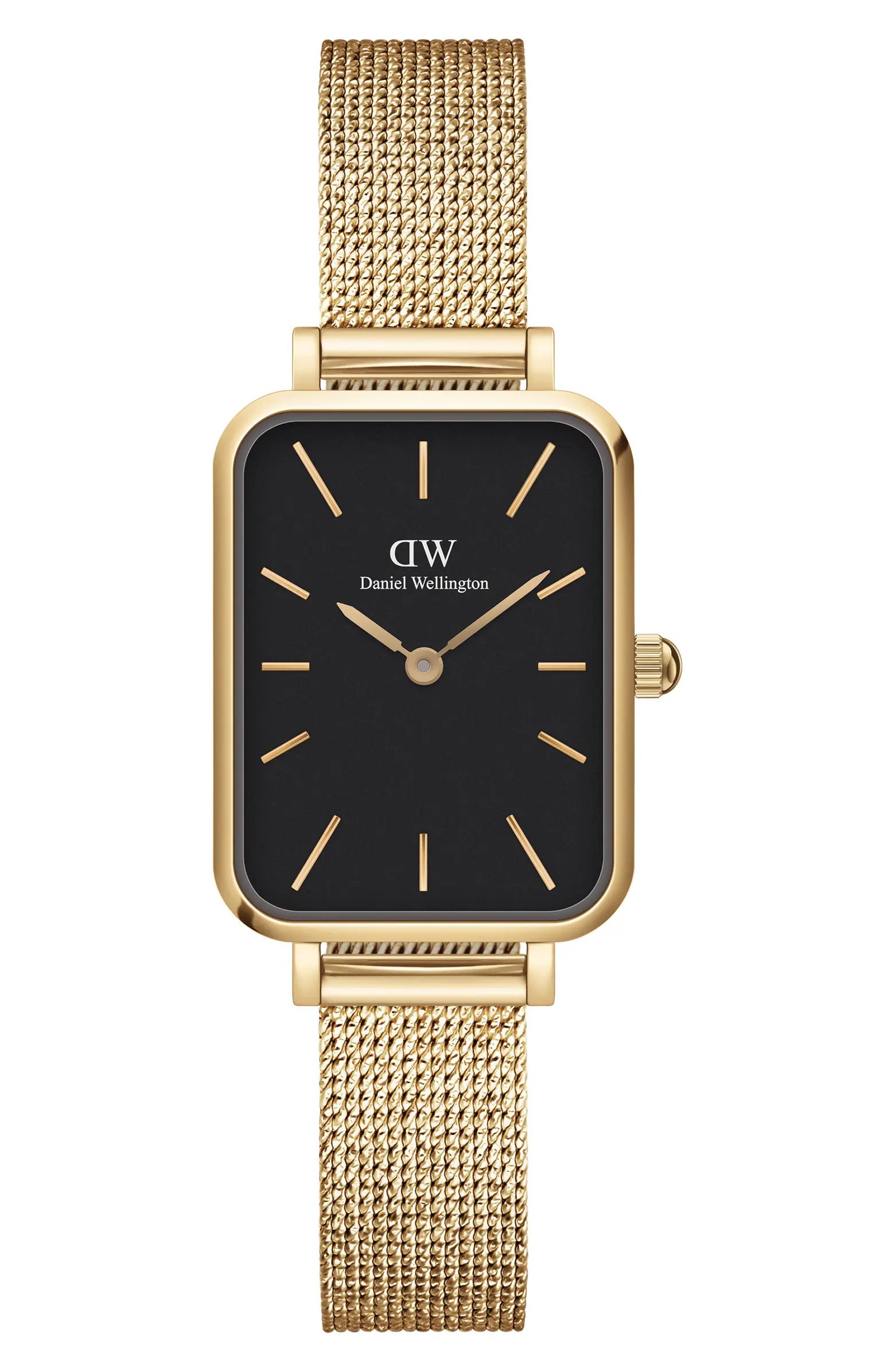 Daniel Wellington Quadro Pressed Evergold Mesh Bracelet Watch, 20mm x 26mm | Nordstrom | Nordstrom