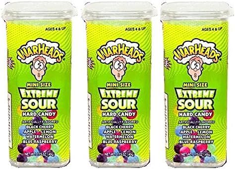 Warheads Extreme Sour Hard Candy Mini Size Flip Open Top - Pack Of 3 | Amazon (US)