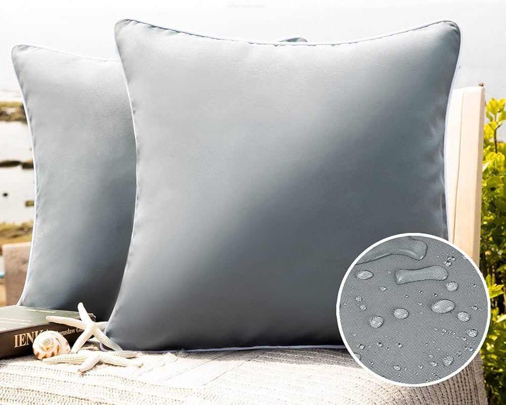 Phantoscope Pack of 2 Outdoor Waterproof Solid Throw Decorative Pillow Cover Decorative Square Ou... | Amazon (US)