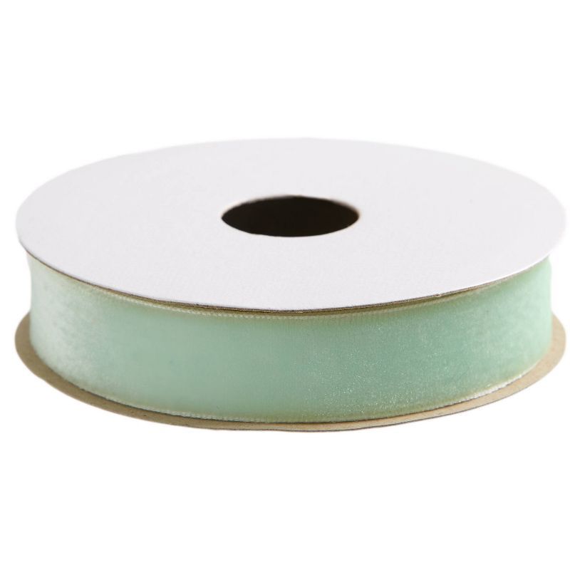 3/8" Fabric Ribbon Gift Packaging Accessory Velvet Green - Spritz™ | Target