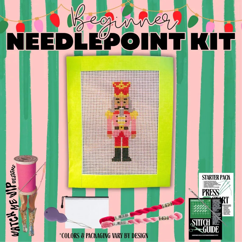 Nutcracker Needlepoint Kit B | Hand-Painted Mini Canvas, Beginner Friendly | Etsy (US)