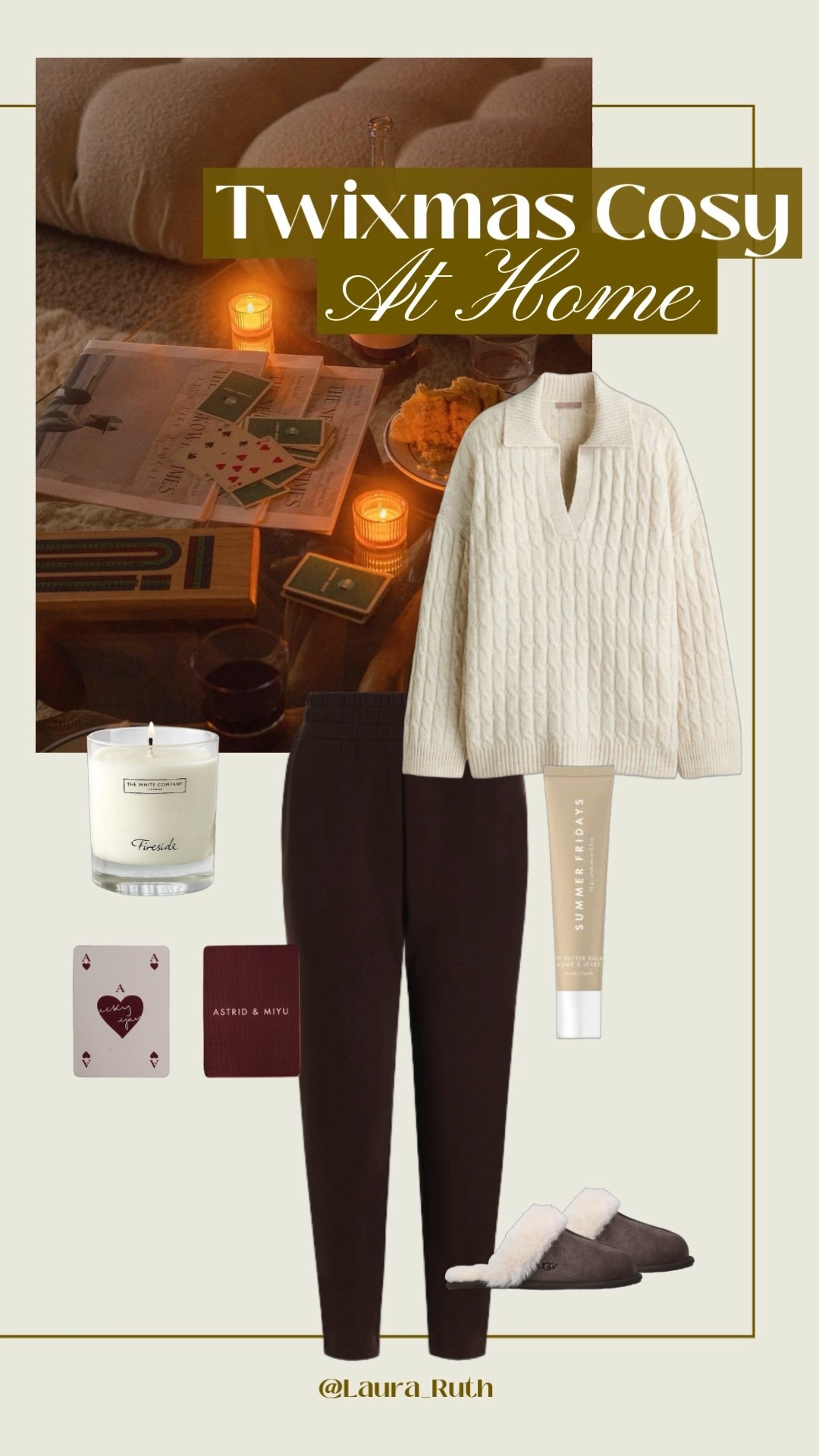 Cosying up at home this Twixmas with neutral loungewear, soft knits, candlelight, and a deck of playing cards. ♥️ 🕯️🧦 

#LTKwinter #LTKuk #LTKfestive