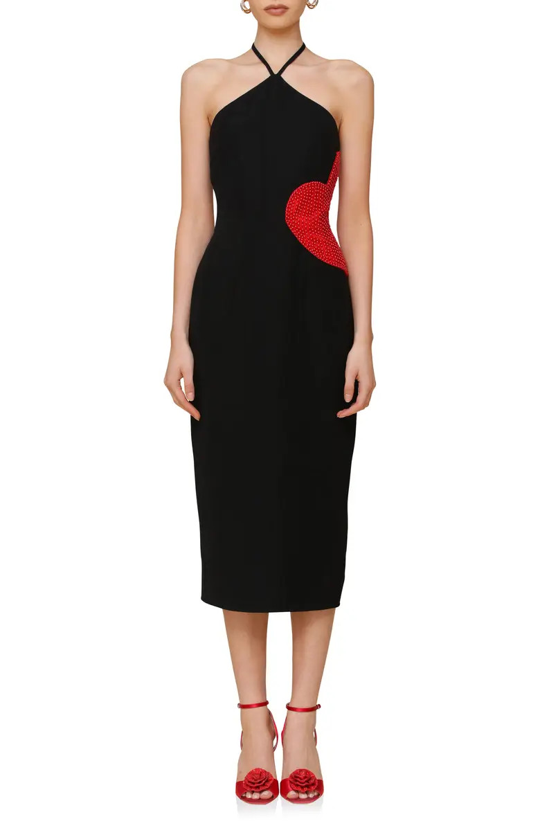Heart Appliqué Halter Midi Dress | Nordstrom