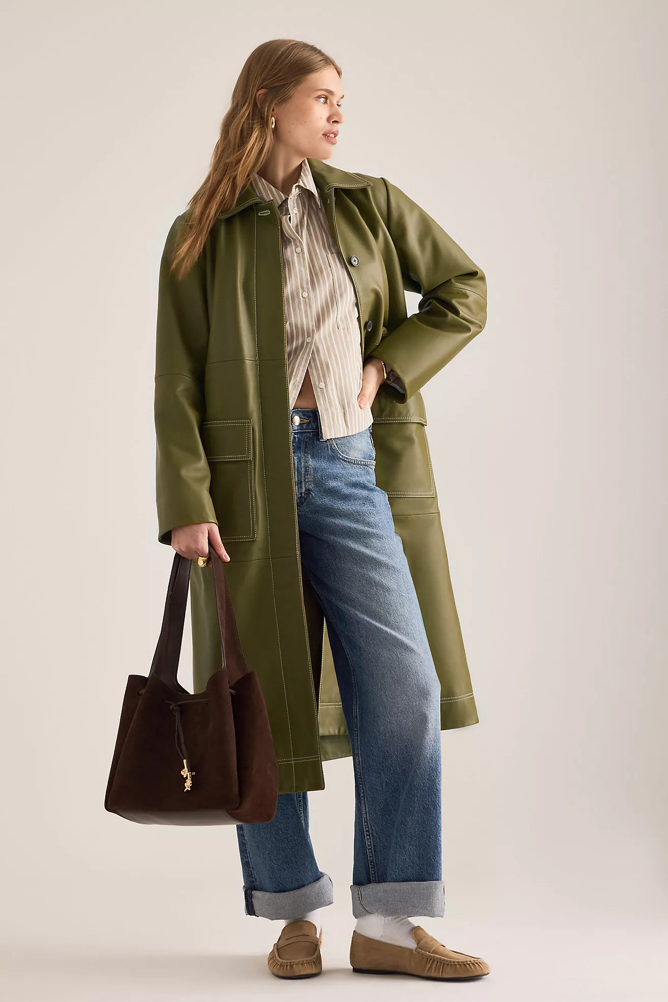 ALIGNE Aspen Leather Trench Coat | Anthropologie (UK)