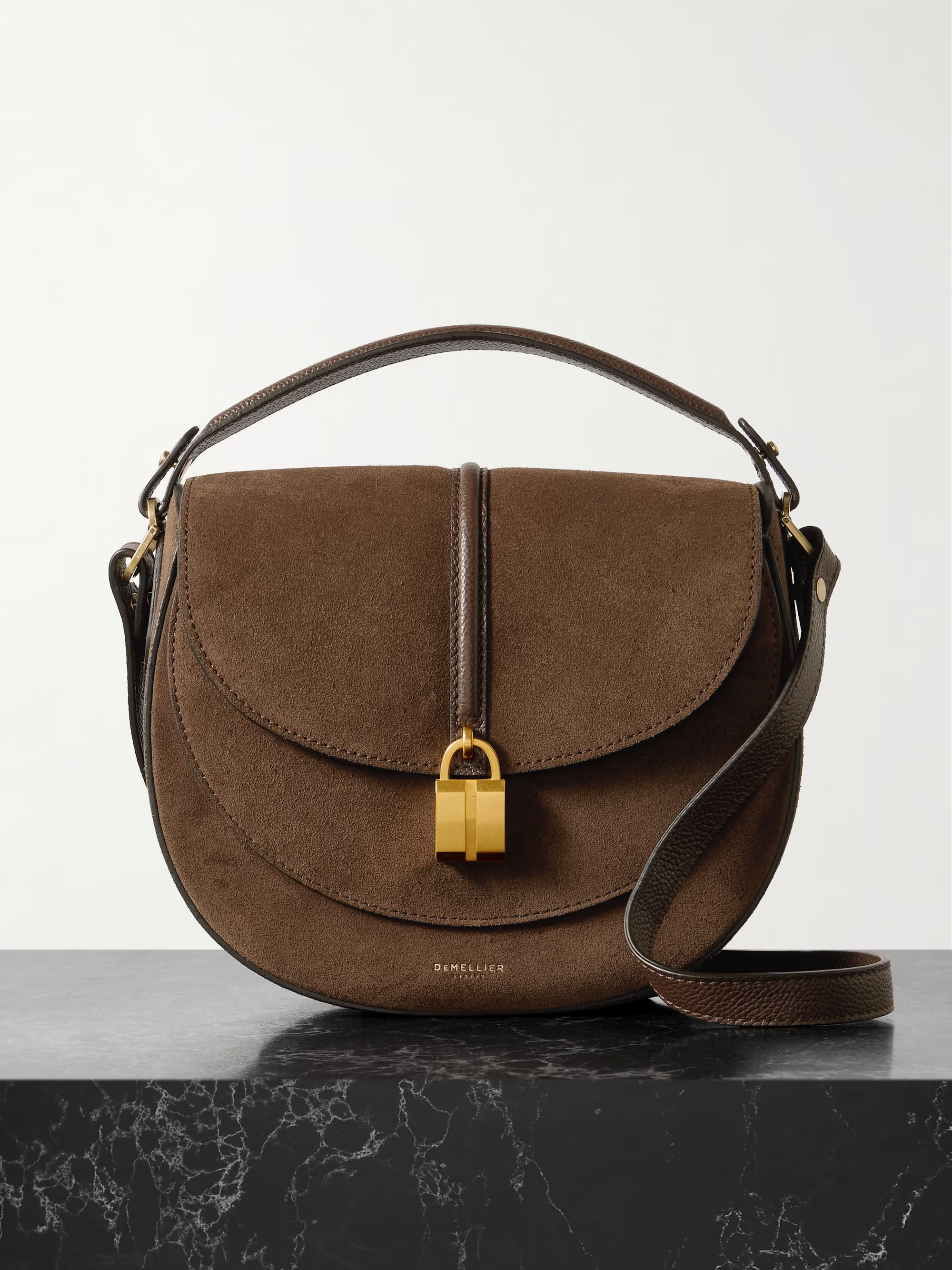 DEMELLIERSiena Saddle small leather-trimmed suede shoulder bag | NET-A-PORTER (UK & EU)