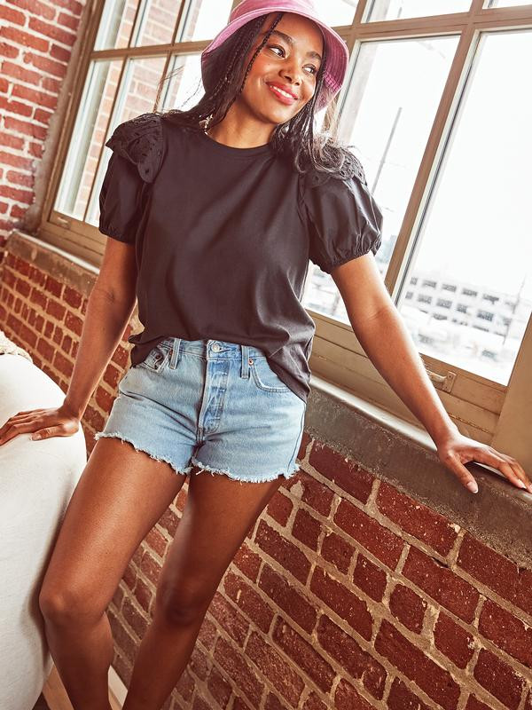 The Get Women's Eyelet Ruffle Sleeve Top | Walmart (US)