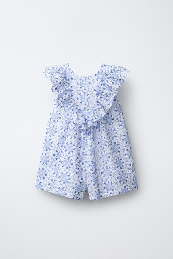 EMBROIDERED SHORT JUMPSUIT | Zara US