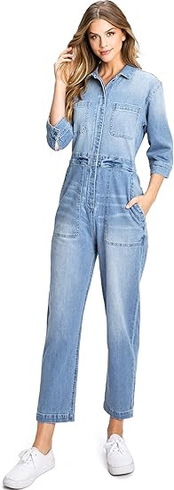 Women's Blue Denim Aviator Jumpsuit | Amazon (US)