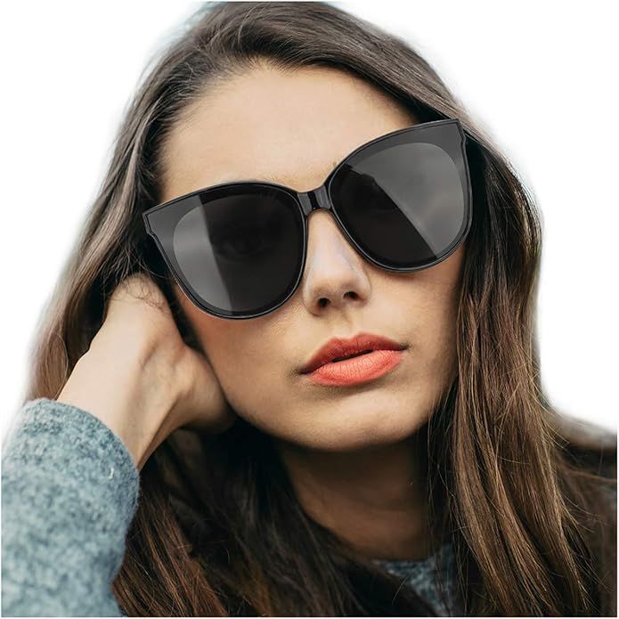 LVIOE Cat Eyes Sunglasses for Women, Polarized Oversized Fashion Vintage Eyewear for Driving Fish... | Amazon (US)