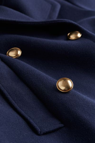 Double-breasted coat - Navy blue - Ladies | H&M GB | H&M (UK, MY, IN, SG, PH, TW, HK)