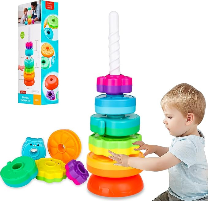 Spinning Stacking Toys for Babies 12+ Month Ring Stacker Stacking Toys for Toddlers 1-3 Montessor... | Amazon (US)