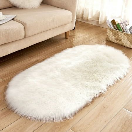 purcolt White Fur Rug Fluffy Rug Small Rugs for Bedroom Washable Faux Sheepskin Rug for Sofa Couch S | Walmart (US)