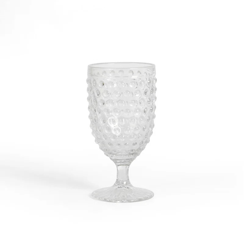 Martha Stewart Chauncey 4-Pack 14.2 oz Hobnail Handmade Glass Goblet - Pink (Set of 4) | Wayfair North America