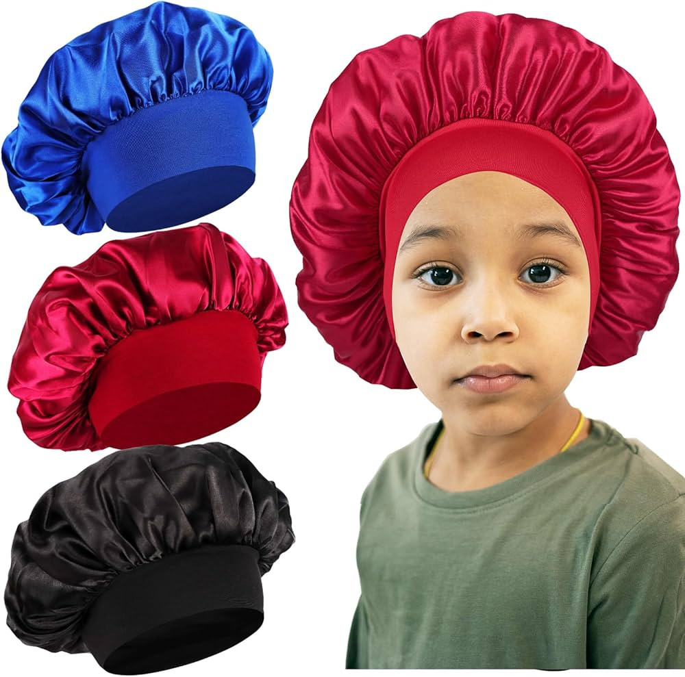 3 PCS Kids Bonnets for Girls,Silk Bonnet for Kid Sleeping,Toddler Bonnet for Boys and Girls | Amazon (US)