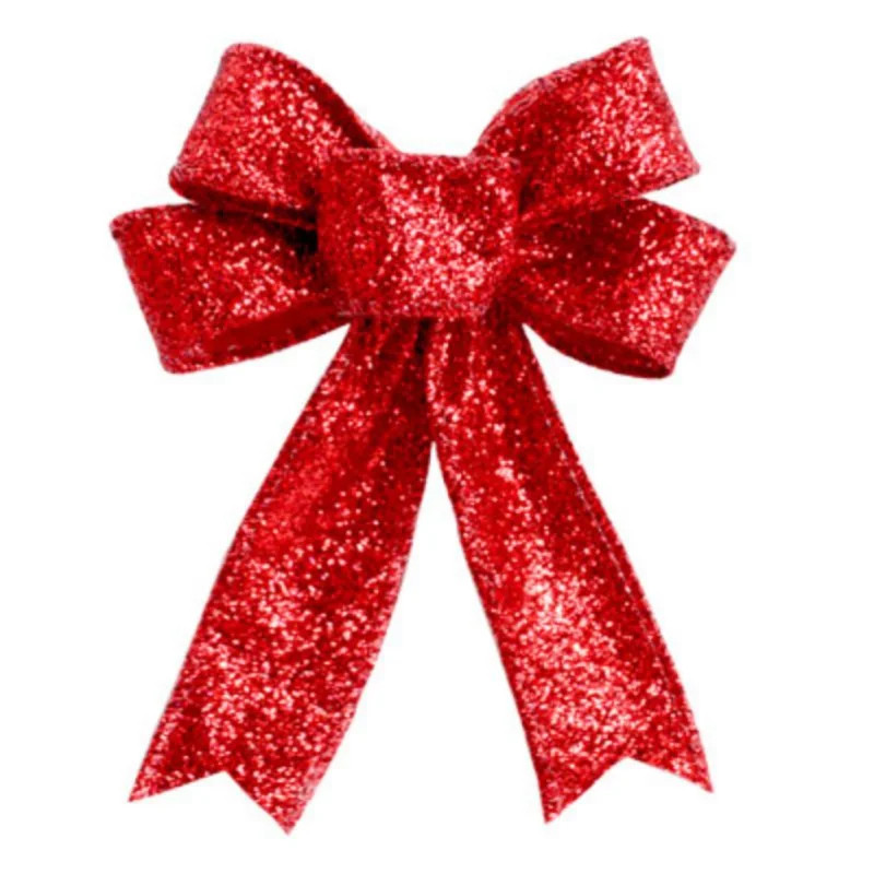 Red Christmas Bow with Glitter (6 Pack) 9" Great for Xmas Tree Wreath Decor - Walmart.com | Walmart (US)