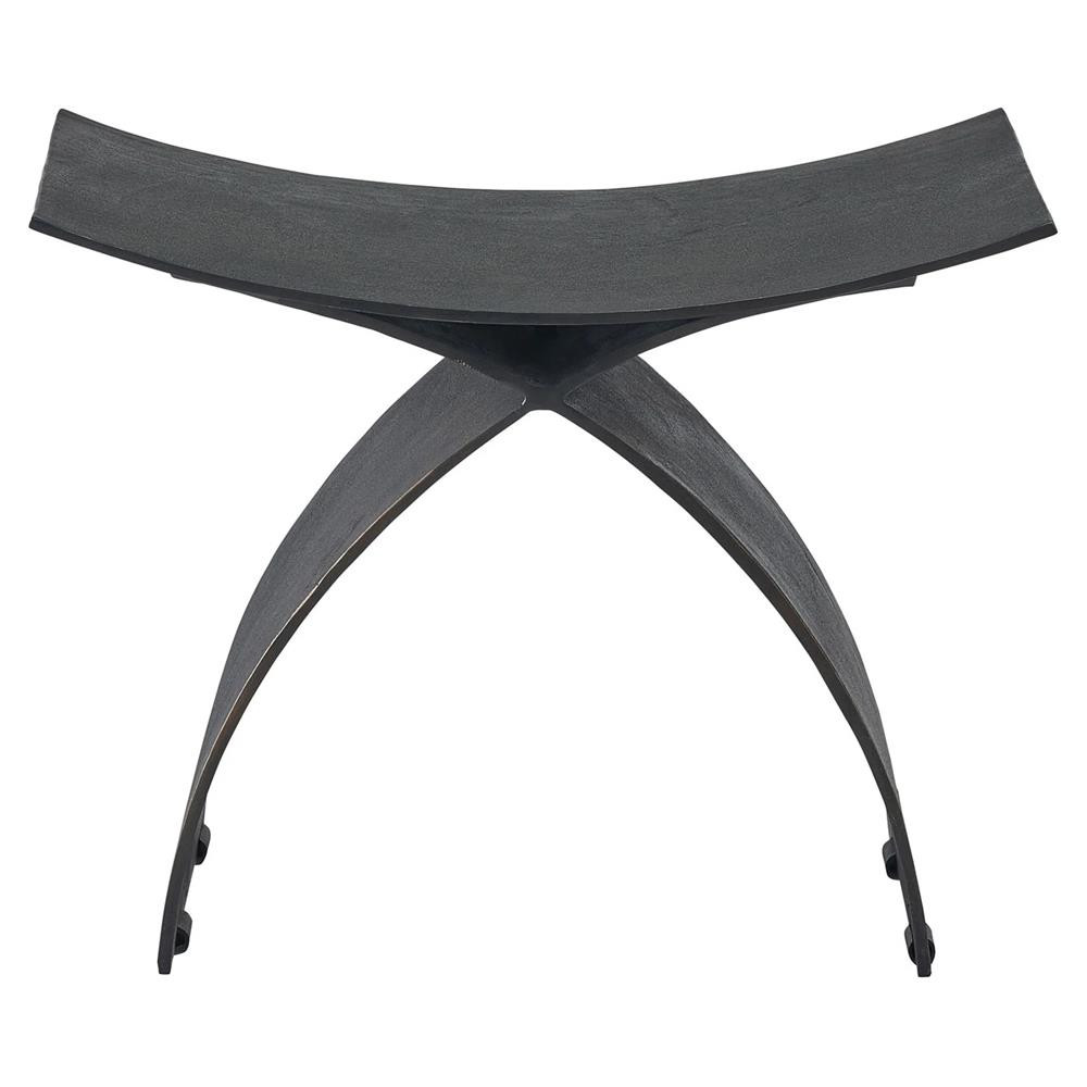 Marlin Industrial Loft Black Aluminum Rectangular Stool | Kathy Kuo Home