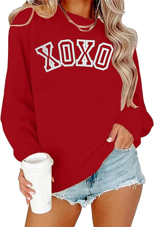 LAZYCHILD Valentines Day Sweatshirt Women: Heart Graphic Shirt Valentine Gifts Long Sleeve Top | Amazon (US)