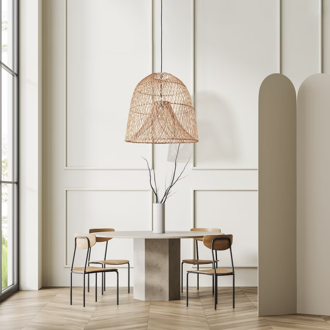 Barbara Rattan Pendant Light - Bamboo Pendant Light, Boho Lamp, Rattan Furniture, Patio Pendant L... | Etsy (US)